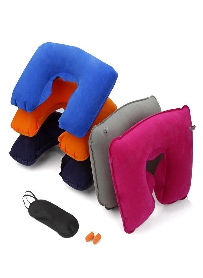 CLOMANA® Velvet Multicolour Tourister Travel Pillow for Tourist Person with Eye Mask and Ear Bud - Image 5